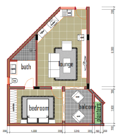 1 Bedroom Apartments 3 1 Bedroom Apartment (Type 2)