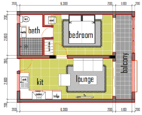 1 Bedroom Apartments 1 1 Bedroom Apartment (Type 1)